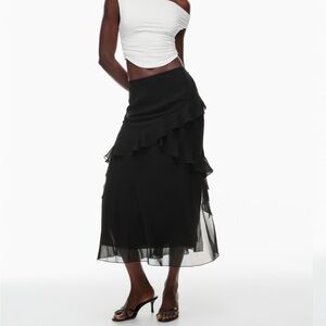 Chic Black Ruffle Maxi Skirt